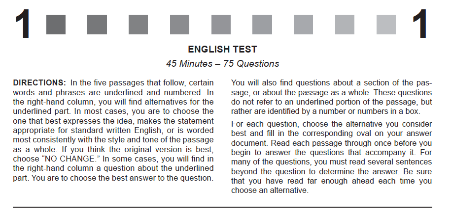 What Does The Act English Test Cover