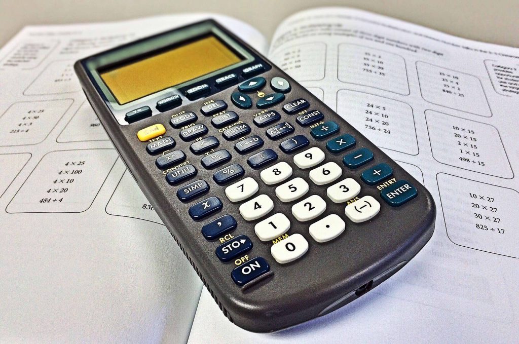 calculator and math textbook